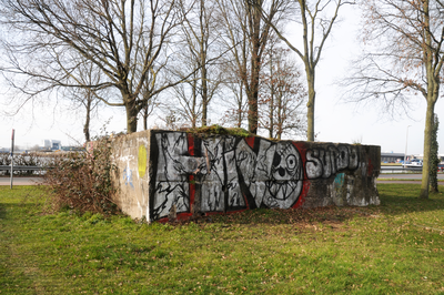 913322 Gezicht op de bunker op de hoek van de Keulsekade en de Nijverheidsweg te Utrecht.